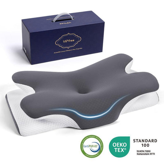 VIPfree Cooling Memory Foam Neck Pillow, Adjustable Ergonomic Cervical Support Travel Pillow with Breathable Removable Pillowcase, Ideal Gift for Mom