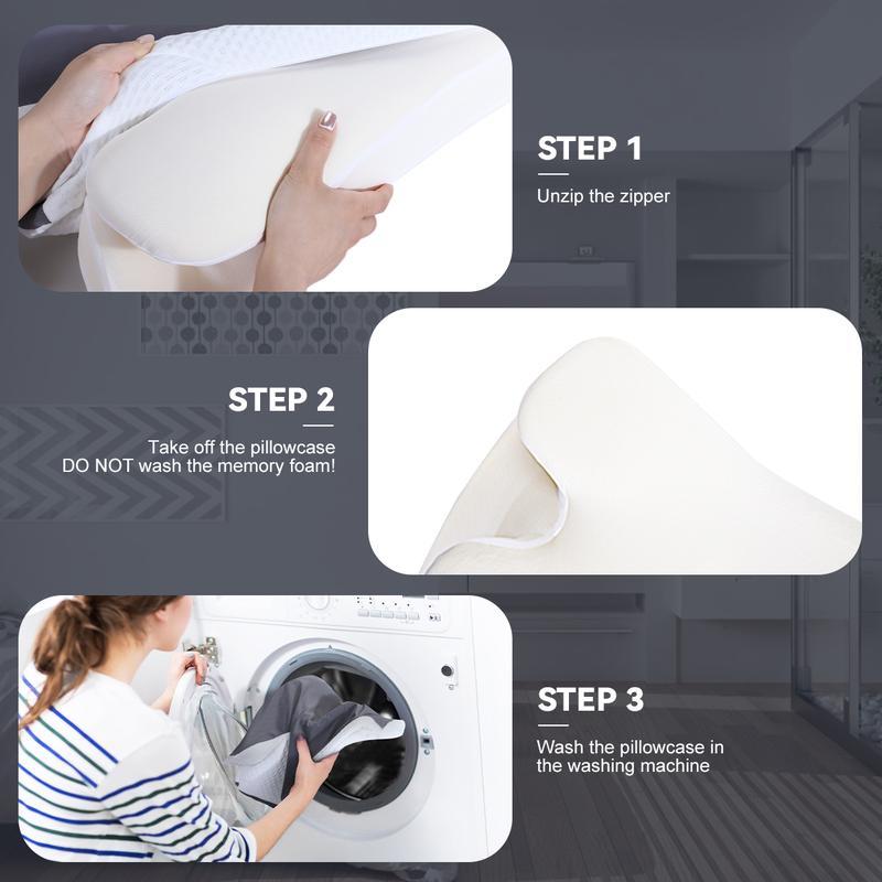VIPfree Cooling Memory Foam Neck Pillow, Adjustable Ergonomic Cervical Support Travel Pillow with Breathable Removable Pillowcase, Ideal Gift for Mom